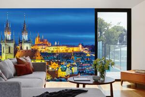 Samolepiaca vliesová fototapeta Praha, nočný pohľad 375 x 250 cm