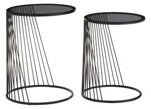 Okrúhle odkladacie stolíky so sklenenou doskou v súprave 2 ks Trento – Premier Housewares