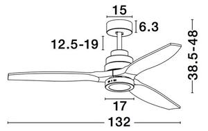 Stropný ventilátor Nature 132 biele s diaľkovým ovládaním – Biela