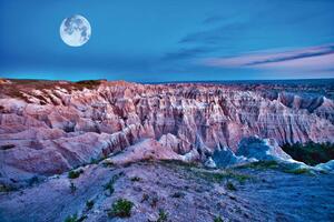DIMEX | Vliesové fototapety na stenu Národný park Badlands MS-5-1659 | 375 x 250 cm | modrá, šedá, ružová