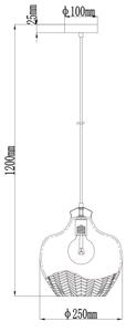 Globo 15898H1 - Závesné svietidlo na lanku JESSICA 1xE27/60W/230V priemer 22 cm dymové