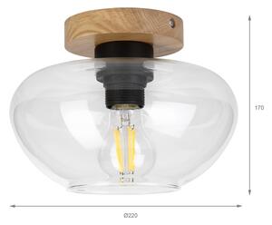 Stropné svietidlo FLO WOOD 1xE27/15W/230V dub/číre pr. 22 cm