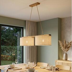 Závesný luster na lanku AIDA 2xE27/15W/230V, priemer 35 cm, dub/rafia