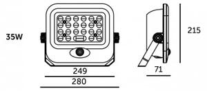 LED solárny reflektor s pohybovým senzorom MHCS LED/35W/3,2V IP65 15000 mAh + DO