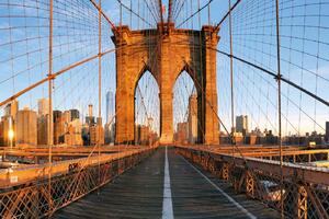 DIMEX | Vliesové fototapety na stenu Brooklyn Bridge panorama MS-5-0763 | 375 x 250 cm | modrá, čierna, hnedá