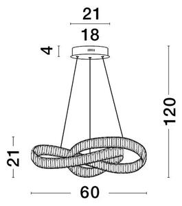 Krištáľový luster Conceto B 60 Chrome – Sivá