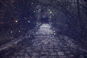 DIMEX | Vliesové fototapety na stenu Tajomná ulička MS-5-1275 | 375 x 250 cm | modrá, čierna, šedá