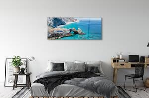 Sklenený obraz Grécko Beach brehu mora 140x70 cm 2 Prívesky