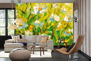 Samolepiaca vliesová fototapeta Maľba - Pole sedmokrások 375 x 250 cm
