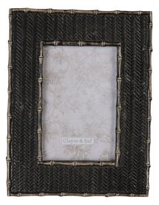 Čierny fotorámček s reliéfom - 18 * 1 * 23 cm / 10 * 15 cm - Clayre & Eef