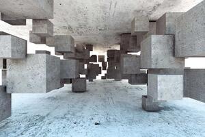DIMEX | Vliesové fototapety na stenu Abstraktné geometrické pozadie MS-5-2592 | 375 x 250 cm | modrá, biela, šedá