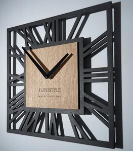 Dekorstudio Moderné drevené hodiny EKO Loft Piccolo štvorcové čierne + dub