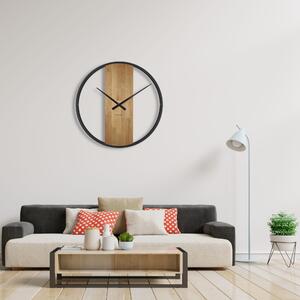 Dekorstudio Kovové hodiny s dubovým drevom LOFT OVAL 80cm