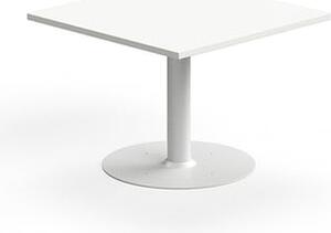 Konferenčný stolík ALVA, 700x700x500 mm, s kotvením do zeme, HPL, biela