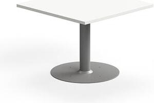 Konferenčný stolík ALVA, 700x700x500 mm, s kotvením do zeme, HPL, strieborná/biela
