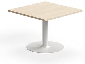 Konferenčný stolík ALVA, 700x700x500 mm, s kotvením do zeme, HPL, biela/breza