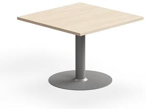 Konferenčný stolík ALVA, 700x700x500 mm, s kotvením do zeme, HPL, strieborná/breza