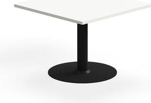 Konferenčný stolík ALVA, 700x700x500 mm, s kotvením do zeme, HPL, čierna/biela