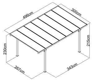 Garáž s plochou strechou antracit 300 cm x 496 cm CP-4L