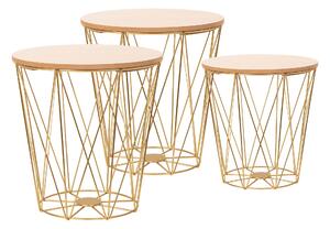 Dekorstudio 3-dielny Set zlatých dekoračných stolíkov TWINS