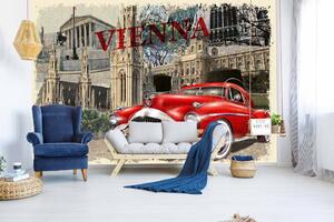 Samolepiaca vliesová fototapeta Vintage viedenský plagát 375 x 250 cm