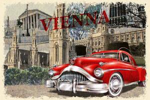 DIMEX | Vliesové fototapety na stenu Vintage viedenský plagát MS-5-2223 | 375 x 250 cm | červená, biela, béžová, hnedá