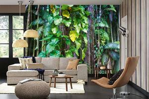 Samolepiaca vliesová fototapeta Listy v tropickej džungli 375 x 250 cm