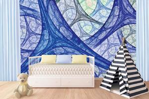 Samolepiaca vliesová fototapeta Modré abstraktné krivky 375 x 250 cm
