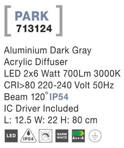 Vonkajšie LED lampa Park 2 x 6W 125 tmavo sivé – Antracitová