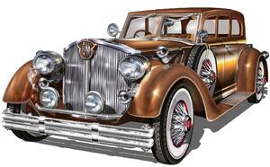DIMEX | Vliesové fototapety na stenu Retro hnedé auto MS-5-2192 | 375 x 250 cm | biela, metalická, hnedá