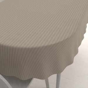 Biante Damaškový oválny obrus Atlas Grádl DM-022 Latte - pásiky 1 cm 140x160 cm