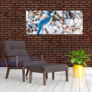 Obraz - Zimný vtáčik (120x50 cm)