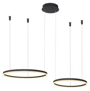 Moderný luster Halo 80+60 CCT čierna s diaľkovým ovládaním