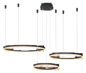Moderný luster Halo 100+80+60 CCT čierna s diaľkovým ovládaním