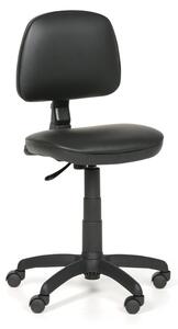 Pracovná stolička na kolieskach MILANO bez podpierok rúk, permanentný kontakt, pre mäkké podlahy, čierna