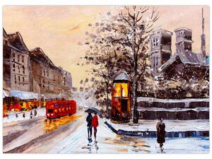 Obraz - Maľba zimného mesta (70x50 cm)