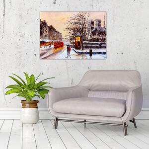 Obraz - Maľba zimného mesta (70x50 cm)