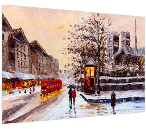 Obraz - Maľba zimného mesta (90x60 cm)