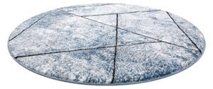 Moderný okrúhly koberec COZY 8872 Wall, geometrický ,trojuholníky - Štrukturálny, dve vrstvy rúna, modrá