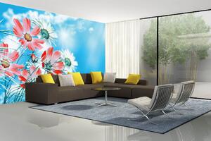 Samolepiaca vliesová fototapeta Letné kvety 375 x 250 cm