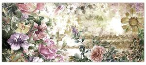 Obraz - Dizajnové kvety (120x50 cm)