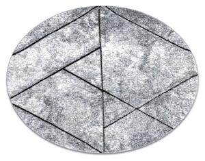 Moderný okrúhly COZY 8872 Wall, geometrický ,trojuholníky - Štrukturálny, dve vrstvy rúna sivá / modrá