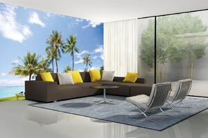 Samolepiaca vliesová fototapeta Palmy na pláži 375 x 250 cm
