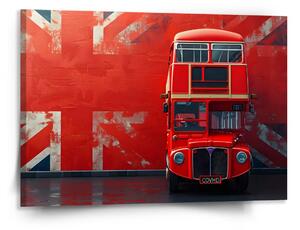 Sablio Obraz Červený poschodový autobus Vlajka - 150x110 cm
