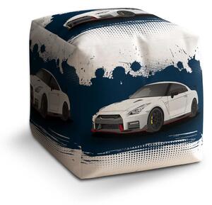 Sablio Taburet Cube Nissan GTR 35 Modrý - 40x40x40 cm