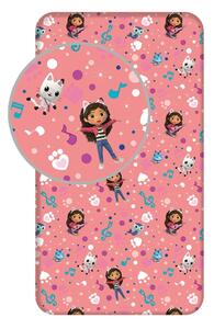 Napínacia bavlnená detská plachta na jednolôžko 90x200 cm Gabby's Dollhouse – Jerry Fabrics
