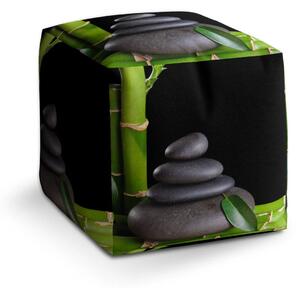 Sablio Taburet Bambus a kamene - 40x40x40 cm