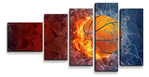 Sablio Obraz - 5-dílný Basketbalová lopta - 100x60 cm