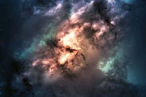 DIMEX | Vliesové fototapety na stenu Temný vesmír MS-5-2322 | 375 x 250 cm | modrá, čierna, oranžová, šedá