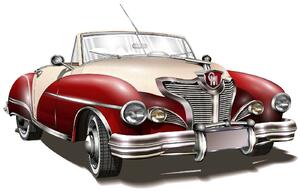 DIMEX | Vliesové fototapety na stenu Vintage kabriolet MS-5-2210 | 375 x 250 cm | červená, biela, béžová